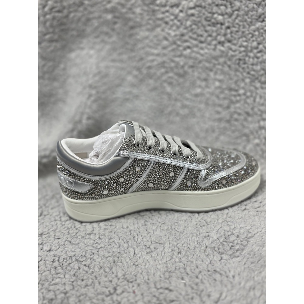 Jimmy Choo Hawaii Crystal Satin & Leather Sneaker‎ Women's EU36.5 US 6.5 - Picture 13 of 16